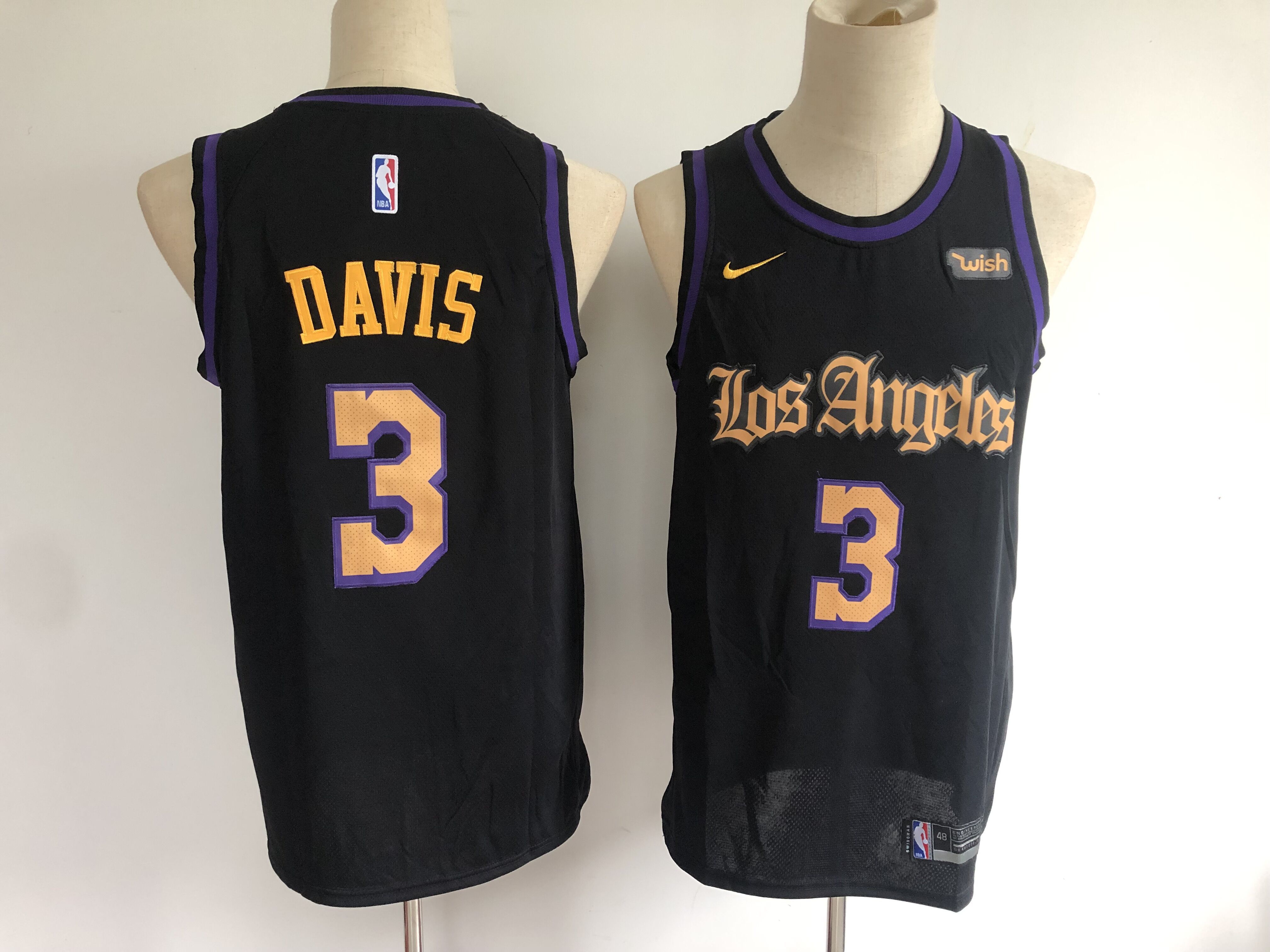 Men Los Angeles Lakers #3 Davis black Nike NBA Jerseys